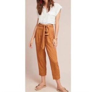 Ett Twa Anthropologie Pants sz 2 Aubade Tie Waist Belted Tapered Copper Brown